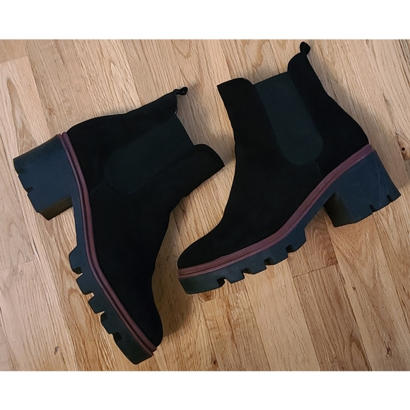 Antonio de Faria Black Suede Leather Chunky Chelsea Boots Size 8 - Picture 10 of 12